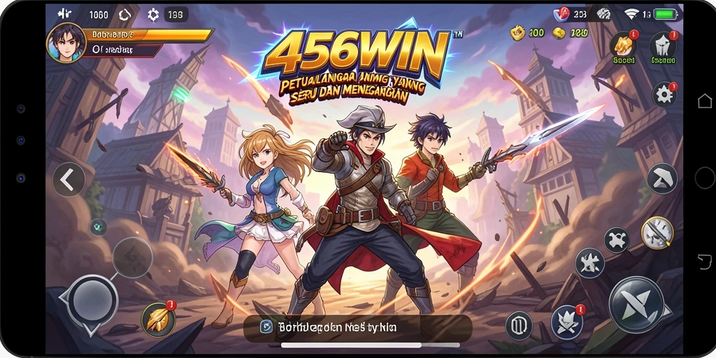 Tangkapan layar utama 456WIN menampilkan gameplay seru dengan pertarungan karakter Anime.