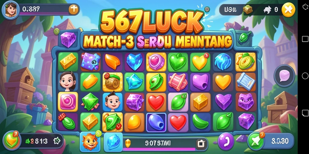 Screenshot gameplay menunjukkan kombinasi warna cerah dalam 567LUCK.