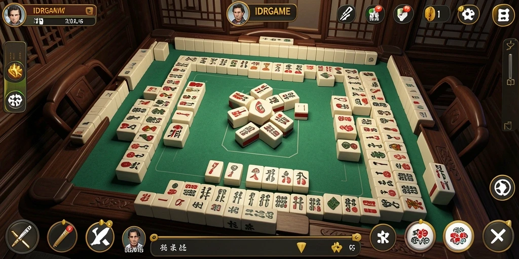 Tampilan gameplay <strong>IDRGAME</strong> yang menarik saat menyusun batu Mahjong.