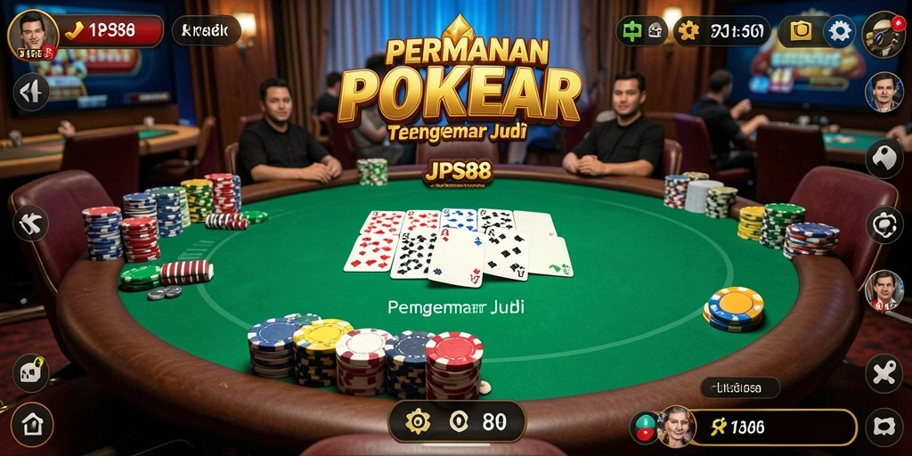 Screenshot gameplay JPS88 menunjukkan aksi poker yang mendebarkan.