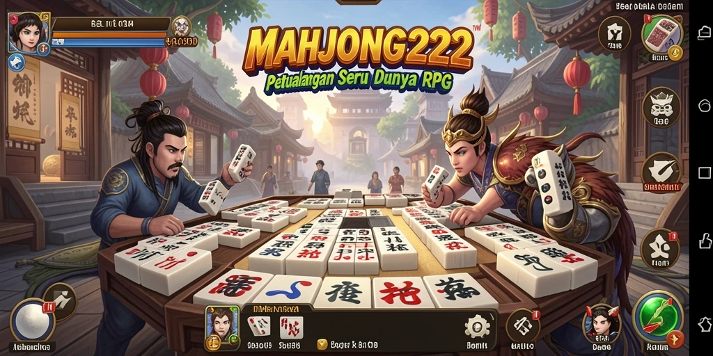 Tampilan gameplay seru dalam MAHJONG222 yang menampilkan pertempuran RPG.