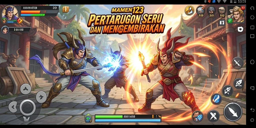 Screenshot gameplay menampilkan pertarungan epik dalam MAMEN123.