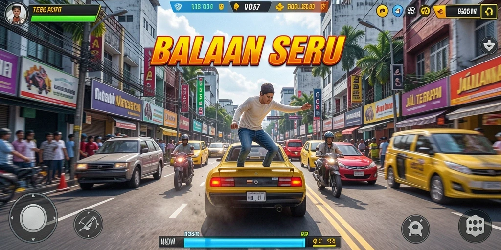 Gameplay mendebarkan di lintasan balap V07 yang penuh aksi.
